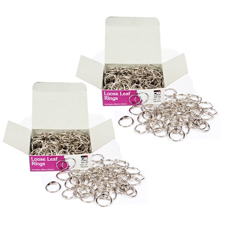 Charles Leonard Loose Leaf Rings, Snap Closure, Nickel Plated, 0.5", 100/Box, PK2 R09